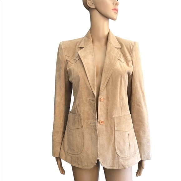 Sheplers Vintage Tan Leather Western Inspired Blazer size 12 - Picture 1 of 14